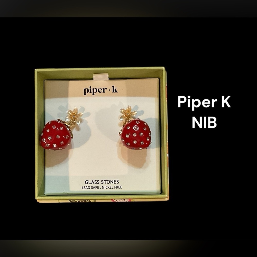 Piper K glass bead strawberry earrings
